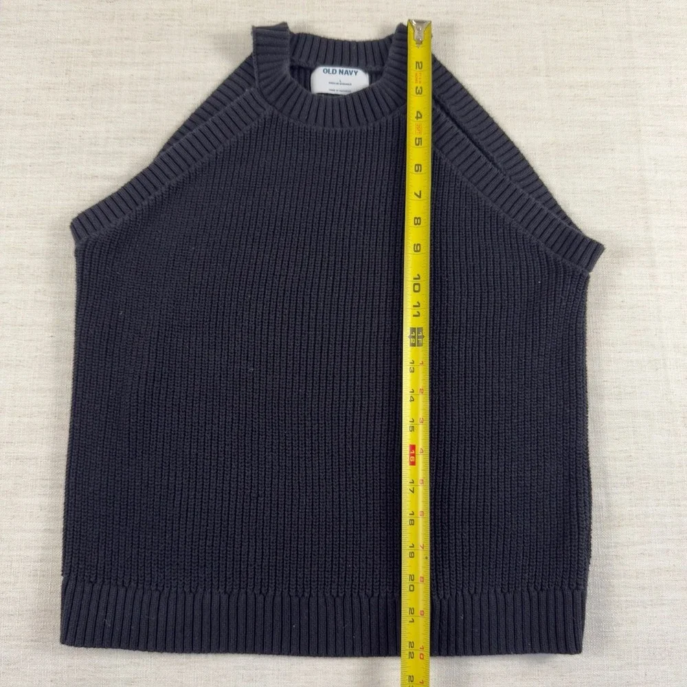 Old Navy Womens Navy Blue Shaker Stitch Sleeveless Halter Sweater Vest Large